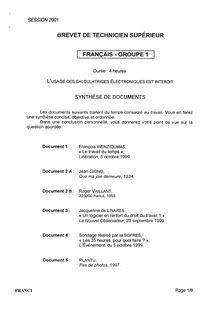 Français 2001 BTS Maintenance industrielle