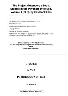 Studies in the Psychology of Sex, Volume 1 - The Evolution of Modesty; The Phenomena of Sexual Periodicity; Auto-Erotism