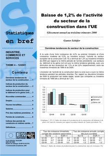 Baisse de 1,2 % de l activité du secteur de la construction dans l UE.