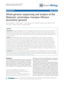 Whole-genome sequencing and analysis of the Malaysian cynomolgus macaque (Macaca fascicularis) genome