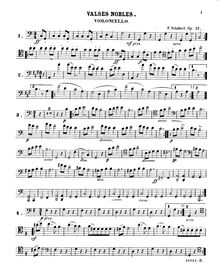 Partition violoncelle, 12 Valses Nobles, D.969, Schubert, Franz