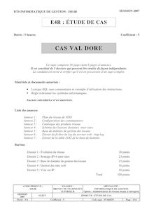 Etude de cas 2007 ARLE Admin. de Réseaux Locaux d'Entreprise BTS Informatique de gestion