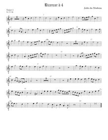 Partition ténor viole de gambe 1, octave aigu clef, Ricercar, Segni, Giulio