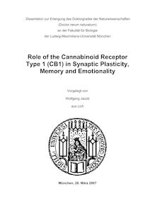 Role of the cannabinoid receptor type 1 (CB1) in synaptic plasticity, memory and emotionality [Elektronische Ressource] / vorgelegt von Wolfgang Jacob