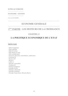 ECONOMIE GENERALE 3 PARTIE : LES MOTEURS DE LA CROISSANCE LA ...