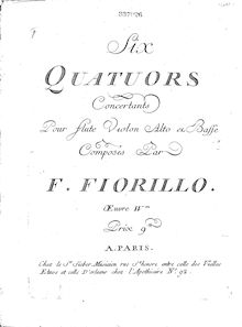 Partition violoncelle, 6 flûte quatuors, Op.4, Six Quatuors Concertants pour Flute, Violon, Alto et Basse