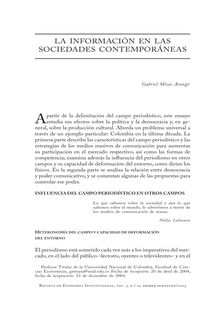 La información en las sociedades contemporáneas (Information in Contemporary Societies )