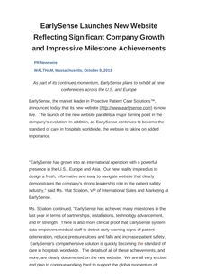 EarlySense Launches New Website Reflecting Significant Company Growth and Impressive Milestone Achievements
