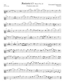 Partition ténor viole de gambe 1, alto clef, Fantasia pour 5 violes de gambe, RC 56