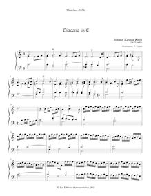 Partition complète, Ciacona en C, C major, Kerll, Johann Caspar