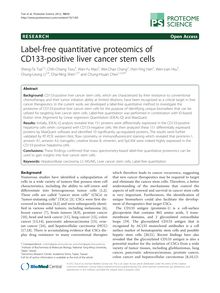 Label-free quantitative proteomics of CD133-positive liver cancer stem cells