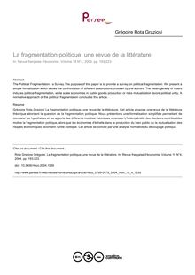 La fragmentation politique, une revue de la littérature - article ; n°4 ; vol.18, pg 193-223