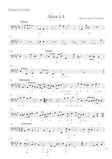 Partition grande viole et Cembalo (Continuo), Arien à 4, A major
