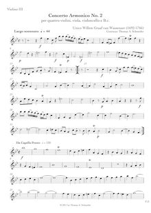 Partition violons III, Concerto armonico No.2 en B-flat major, Bb major