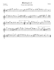 Partition viole de gambe aigue 2, octave aigu clef, Vezzo sette ninfe belle