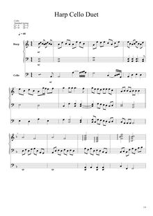 Partition complète, harpe violoncelle Duet, A minor, Chase, Alex