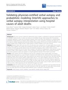 Validating physician-certified verbal autopsy and probabilistic modeling (InterVA) approaches to verbal autopsy interpretation using hospital causes of adult deaths