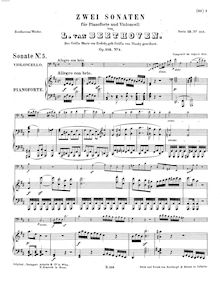 Partition complète, violoncelle Sonata No.5, Op.102/2, D major, Beethoven, Ludwig van