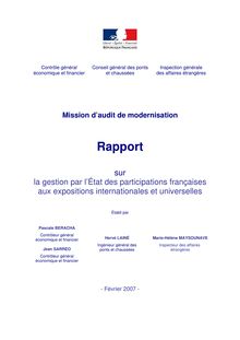 La gestion par l Etat des participations françaises aux expositions internationales et universelles : mission d audit de modernisation