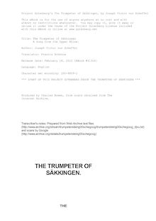 The Trumpeter of Säkkingen - A Song from the Upper Rhine.
