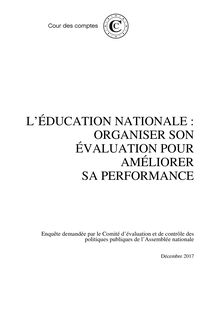 Rapport : L’Éducation nationale : organiser son évaluation pour améliorer sa performance