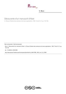 Découverte d un manuscrit d Abel - article ; n°2 ; vol.8, pg 103-106