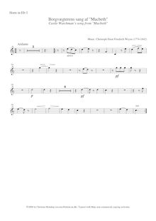 Partition cor 1 (E♭), Macbeth, Weyse, Christoph Ernst Friedrich