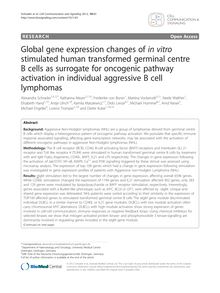 Global gene expression changes of in vitro stimulated human transformed germinal centre B cells as surrogate for oncogenic pathway activation in individual aggressive B cell lymphomas
