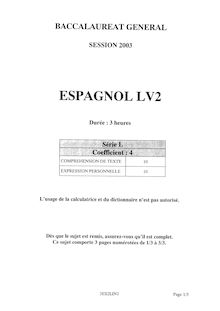 Sujet du bac L 2003: Espagnol LV2