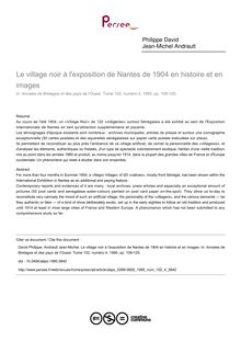Le village noir à l exposition de Nantes de 1904 en histoire et en images - article ; n°4 ; vol.102, pg 109-125