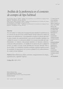 ANÁLISIS DE LA PREFERENCIA EN EL CONTEXTO DE COMPRA DE TIPO HABITUAL  (Preference analysis in the context of routine shopping)