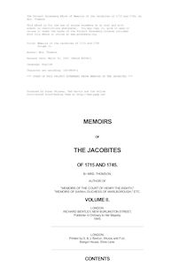Memoirs of the Jacobites of 1715 and 1745 - Volume II.