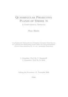 Quasiregular projective planes of order 16 [Elektronische Ressource] : a computational approach / Marc Röder