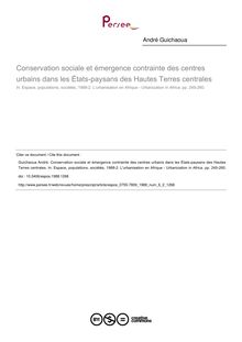 Conservation sociale et émergence contrainte des centres urbains dans les États-paysans des Hautes Terres centrales - article ; n°2 ; vol.6, pg 245-260