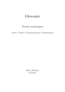 Glossaire termes techniques Audio/Vidéo/Information/Informatique