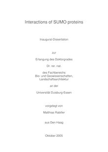 Interactions of SUMO proteins [Elektronische Ressource] / vorgelegt von Matthias Rabiller