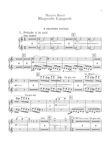 Partition flûte 1/2, Piccolo 1/2, Rapsodie espagnole, Rhapsodie espagnole