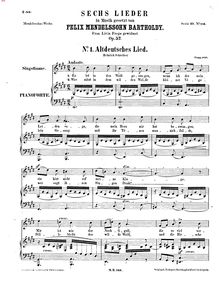 Partition complète, 6 chansons, Op.57, Mendelssohn, Felix