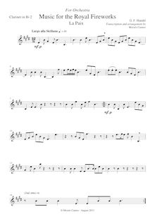 Partition clarinette 2 (B♭), Music pour pour Royal Fireworks, Fireworks Music