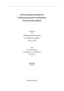 On the enzymatic mechanism of 2-hydroxyisocaproyl-CoA dehydratase from Clostridium difficile [Elektronische Ressource] / vorgelegt von Jihoe Kim