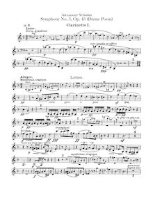Partition clarinettes 1, 2, 3, basse clarinette, Symphony No.3, Le Divin Poème (The Divine Poem)