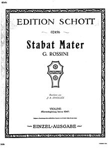 Partition de violon, Fantaisie sur des motifs du Stabat Mater de Rossini, Op.134