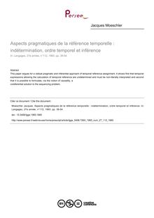 Aspects pragmatiques de la référence temporelle : indétermination, ordre temporel et inférence - article ; n°112 ; vol.27, pg 39-54