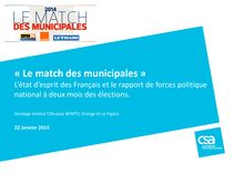Municipales 2014 - sondage CSA pour BFM TV, Orange et Le Figaro (janvier 2014)