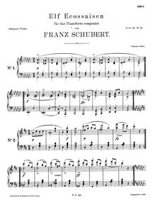Partition complète, Ecossaises, D.781, Schubert, Franz