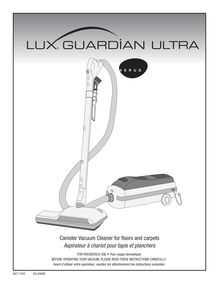 Notice Aspirateur Aerus  Lux Guardian Ultra Canister