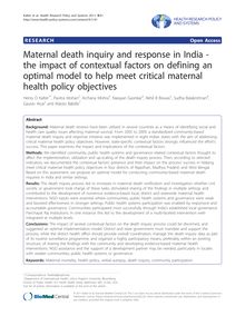 Maternal death inquiry and response in India - the impact of contextual factors on defining an optimal model to help meet critical maternal health policy objectives