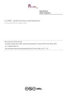 Le SME : performances et perspectives - article ; n°1 ; vol.24, pg 55-80