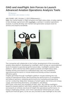 OAG and masFlight Join Forces to Launch Advanced Aviation Operations Analysis Tools