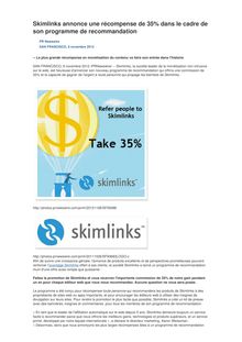 Skimlinks annonce une récompense de 35% dans le cadre de son programme de recommandation